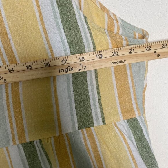 Croft & Barrow Linen Blend Dress Womens 1X  Yellow Striped Sleeveless Sundress - Picture 7 of 9